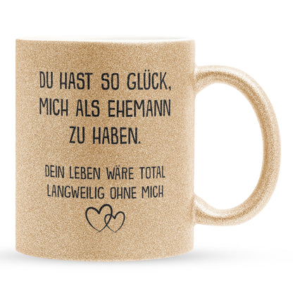 22Feels® Ehefrau Geschenk zum Hochzeitstag, Valentinstag etc. - Glitzertasse mit Spruch (Gold, 320ml)-Glitzertasse Gold 320ml-22Feels