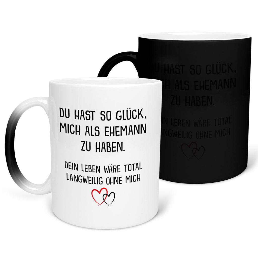 22Feels® Ehefrau Geschenk zum Hochzeitstag, Valentinstag etc. - Zaubertasse mit Spruch (Matt-Schwarz und Weiss, 320ml)-Farbwechsel Tasse Matt 320ml-22Feels