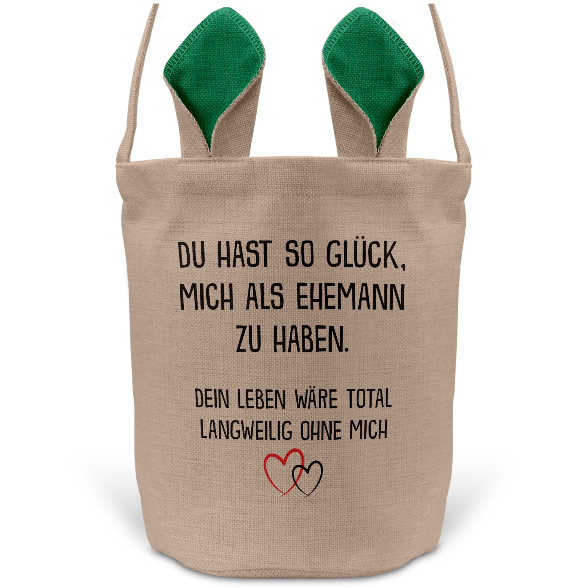 22Feels® Ehefrau Osterkorb mit Henkel Ostergeschenk Tragetasche Ostern Deko Osternest Körbchen Hasenohren (Beige/Grün)-Ostern Tragetasche-22Feels