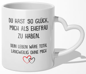 22Feels® Ehemann Geschenk zum Hochzeitstag, Valentinstag etc. - Tasse mit Spruch (Herzhenkel, Weiss, 320ml)-Tasse Weiss Herzhenkel 320ml-22Feels