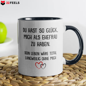 22Feels® Ehemann Geschenk zum Hochzeitstag, Valentinstag etc. - Tasse mit Spruch (Weiss-Schwarz, 320ml)-TwoTone Tasse Weiss-Schwarz 320ml-22Feels
