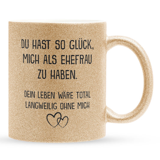 22Feels® Ehemann Geschenk zum Hochzeitstag, Valentinstag etc. - Glitzertasse mit Spruch (Gold, 320ml)-Glitzertasse Gold 320ml-22Feels