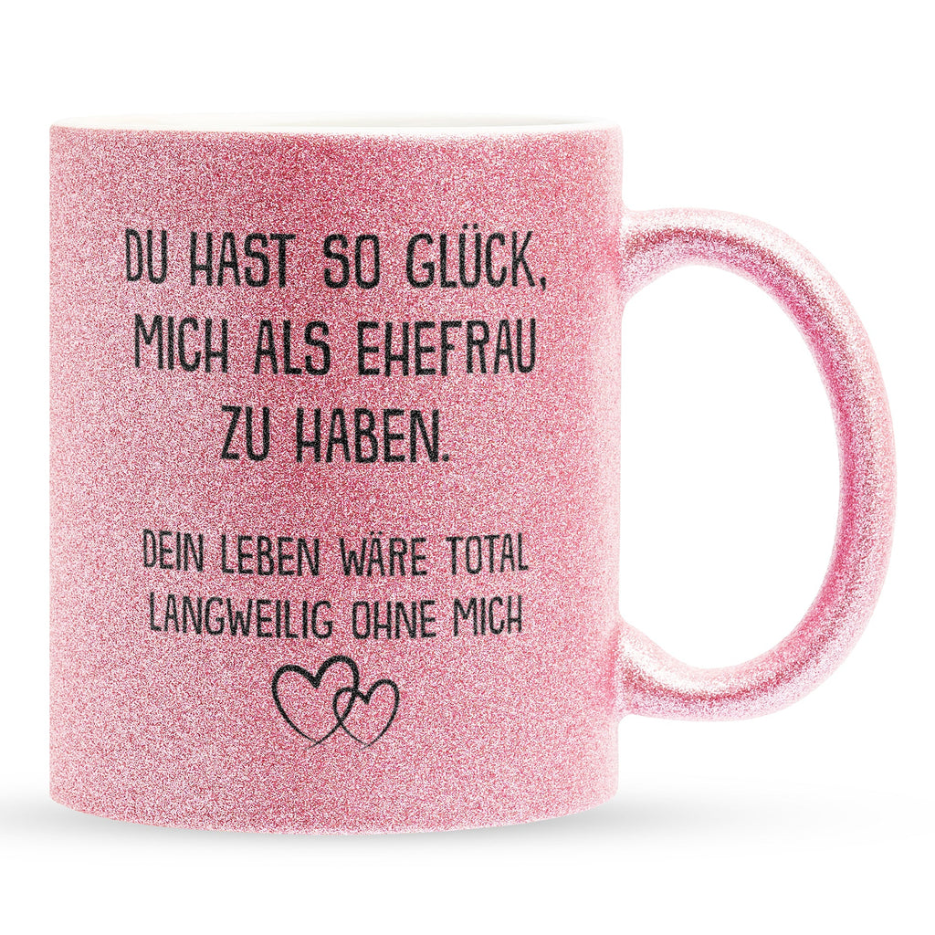 22Feels® Ehemann Geschenk zum Hochzeitstag, Valentinstag etc. - Glitzertasse mit Spruch (Pink, 320ml)-Glitzertasse Pink 320ml-22Feels