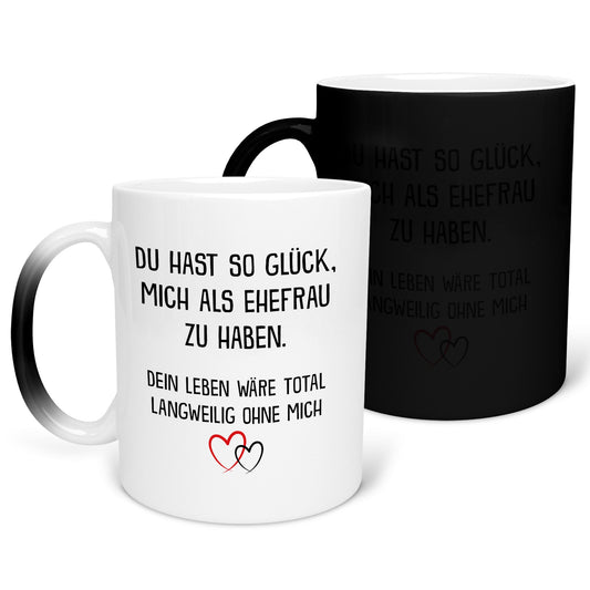 22Feels® Ehemann Geschenk zum Hochzeitstag, Valentinstag etc. - Zaubertasse mit Spruch (Matt-Schwarz und Weiss, 320ml)-Farbwechsel Tasse Matt 320ml-22Feels