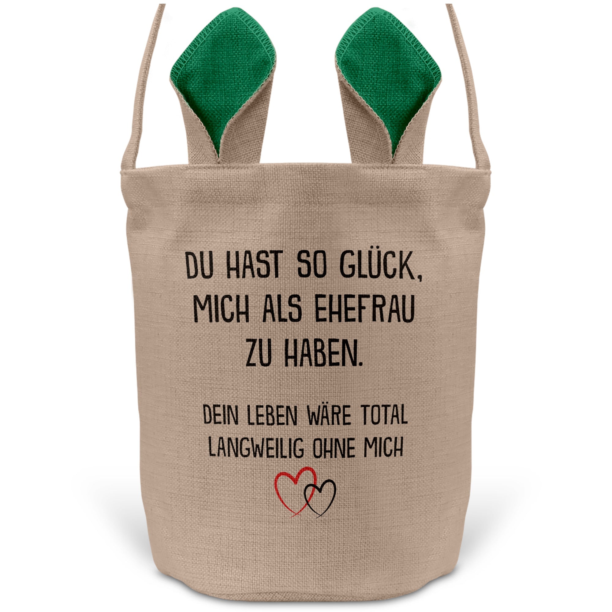 22Feels® Ehemann Osterkorb mit Henkel Ostergeschenk Tragetasche Ostern Deko Osternest Körbchen Hasenohren (Beige/Grün)-Ostern Tragetasche-22Feels