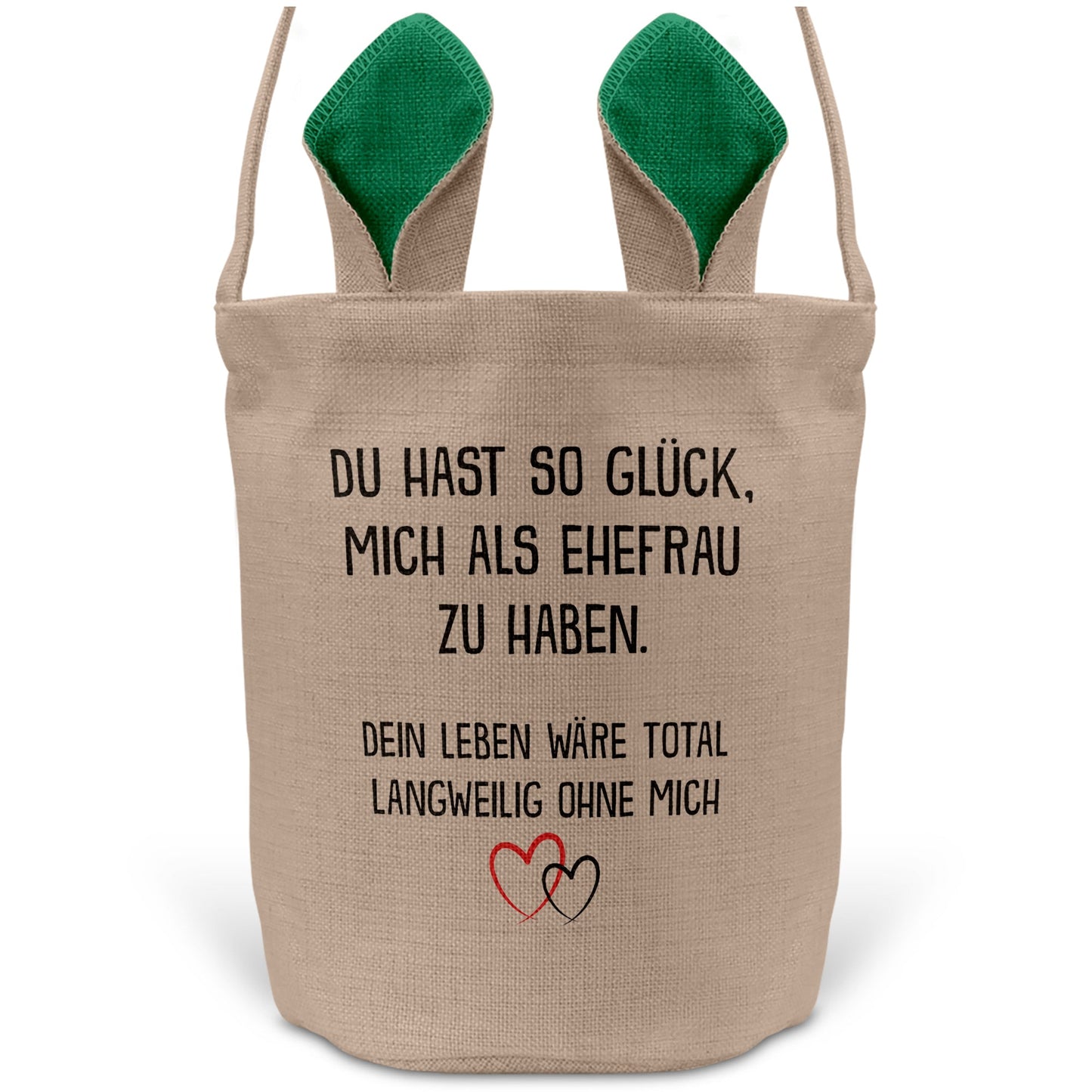 22Feels® Ehemann Osterkorb mit Henkel Ostergeschenk Tragetasche Ostern Deko Osternest Körbchen Hasenohren (Beige/Grün)-Ostern Tragetasche-22Feels