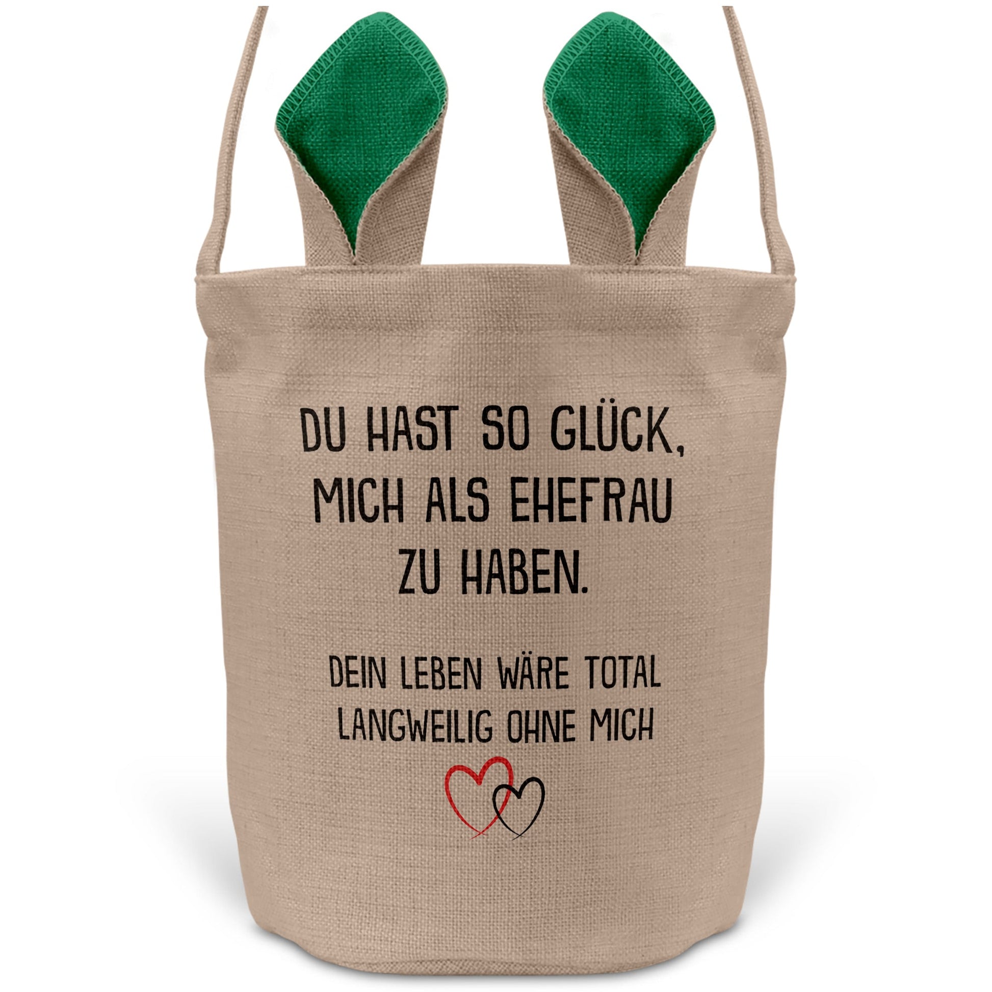 22Feels® Ehemann Osterkorb mit Henkel Ostergeschenk Tragetasche Ostern Deko Osternest Körbchen Hasenohren (Beige/Grün)-Ostern Tragetasche-22Feels
