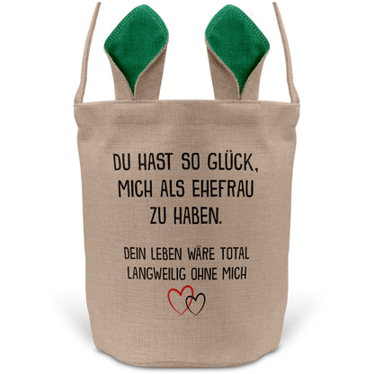 22Feels® Ehemann Osterkorb mit Henkel Ostergeschenk Tragetasche Ostern Deko Osternest Körbchen Hasenohren (Beige/Grün)-Ostern Tragetasche-22Feels