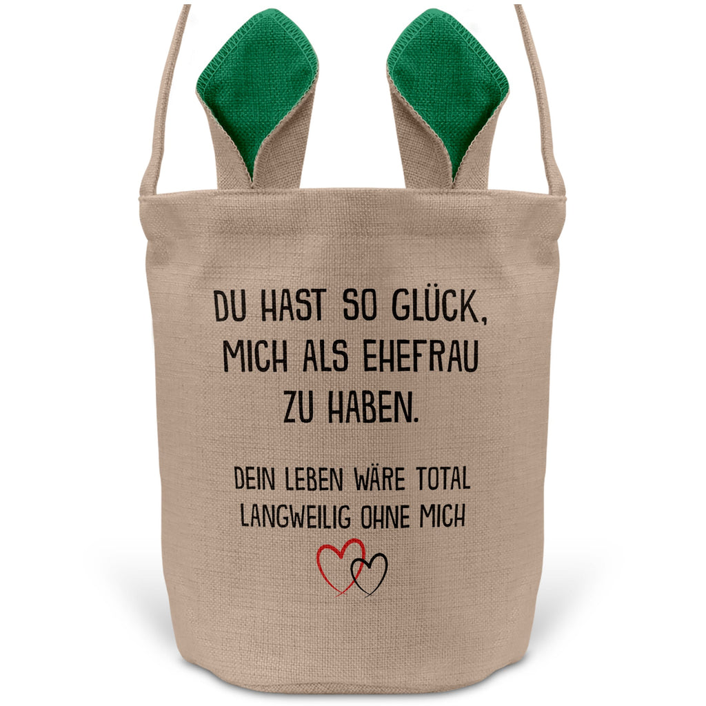 22Feels® Ehemann Osterkorb mit Henkel Ostergeschenk Tragetasche Ostern Deko Osternest Körbchen Hasenohren (Beige/Grün)-Ostern Tragetasche-22Feels