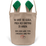 22Feels® Ehemann Osterkorb mit Henkel Ostergeschenk Tragetasche Ostern Deko Osternest Körbchen Hasenohren (Beige/Grün)-Ostern Tragetasche-22Feels