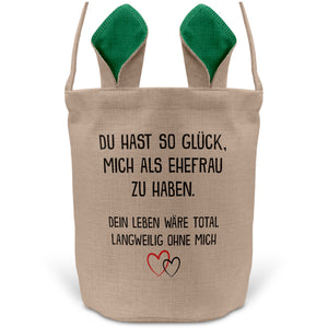 22Feels® Ehemann Osterkorb mit Henkel Ostergeschenk Tragetasche Ostern Deko Osternest Körbchen Hasenohren (Beige/Grün)-Ostern Tragetasche-22Feels