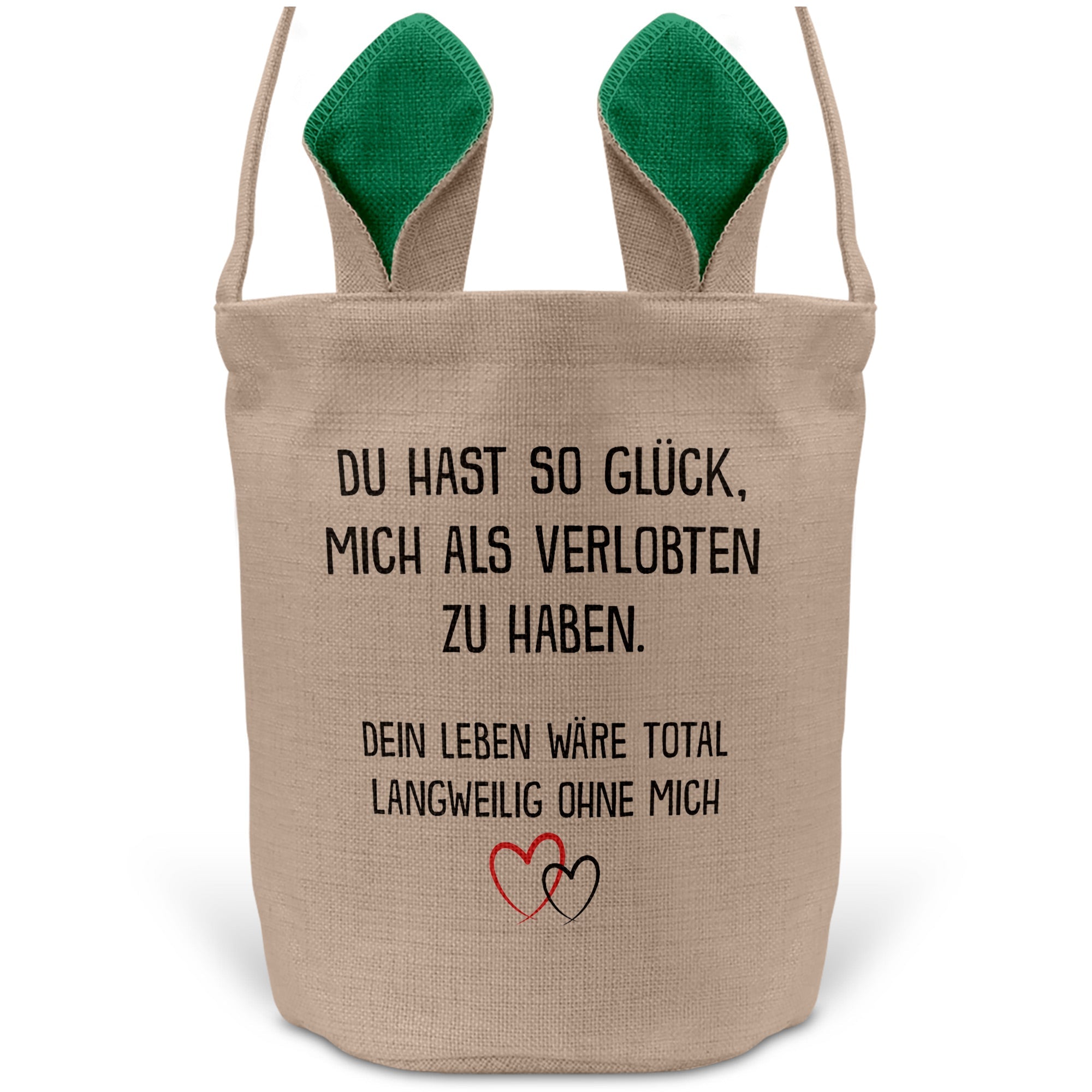 22Feels® Verlobte Frauen Osterkorb mit Henkel Ostergeschenk Tragetasche Ostern Deko Osternest Körbchen Hasenohren (Beige/Grün)-Ostern Tragetasche-22Feels