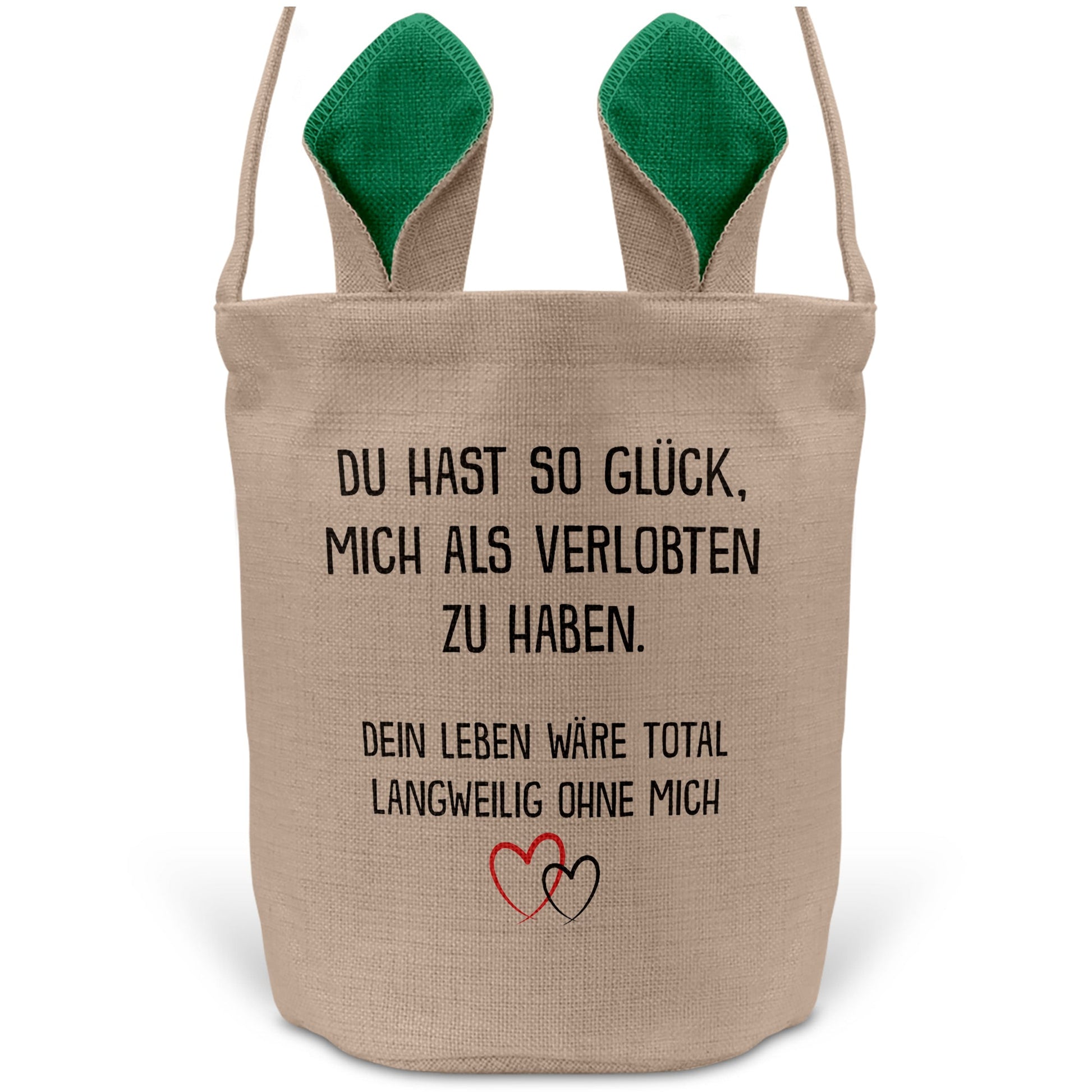 22Feels® Verlobte Frauen Osterkorb mit Henkel Ostergeschenk Tragetasche Ostern Deko Osternest Körbchen Hasenohren (Beige/Grün)-Ostern Tragetasche-22Feels