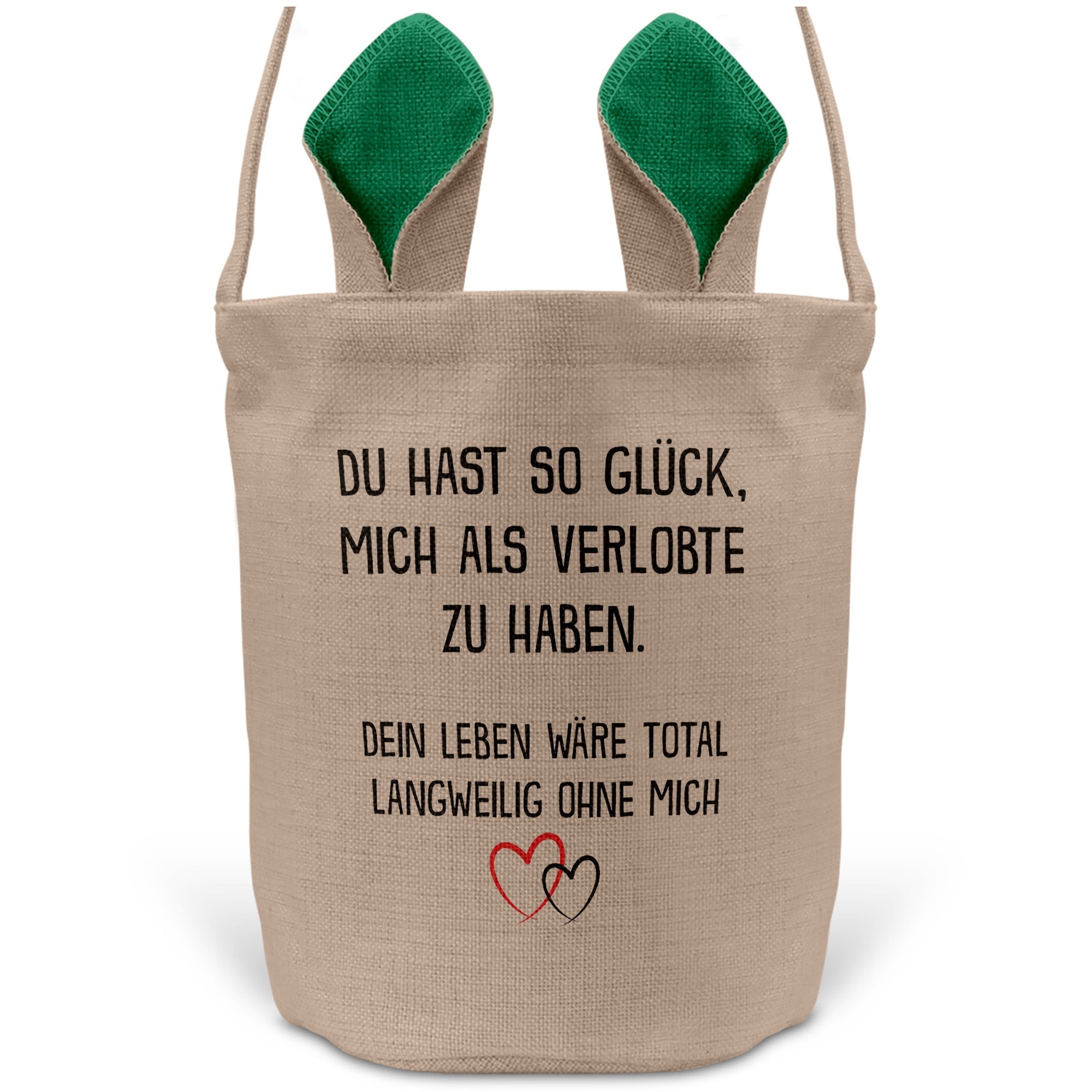 22Feels® Verlobter Männer Osterkorb mit Henkel Ostergeschenk Tragetasche Ostern Deko Osternest Körbchen Hasenohren (Beige/Grün)-Ostern Tragetasche-22Feels