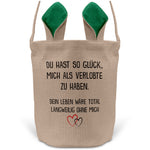 22Feels® Verlobter Männer Osterkorb mit Henkel Ostergeschenk Tragetasche Ostern Deko Osternest Körbchen Hasenohren (Beige/Grün)-Ostern Tragetasche-22Feels