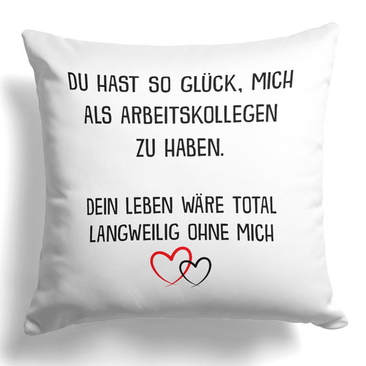 22Feels® Geschenk für Arbeitskollegen von einem männlichen Arbeitskollegen - Kissen mit Spruch (Weiss 40x40cm)-Kissen Weiss 40x40-22Feels