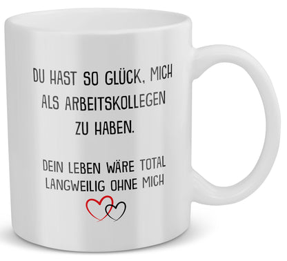 22Feels® Wichtelgeschenk von Männer - Tasse mit Spruch: Glück mich zu haben (Weiss, 320ml)-Weisse Tasse 320ml-22Feels