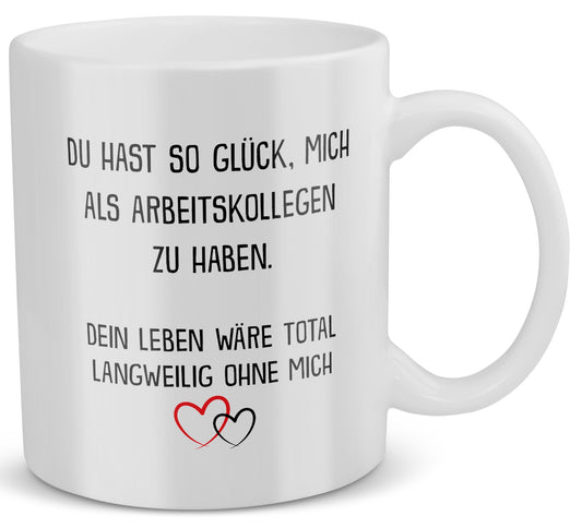 22Feels® Wichtelgeschenk von Männer - Tasse mit Spruch: Glück mich zu haben (Weiss, 320ml)-Weisse Tasse 320ml-22Feels