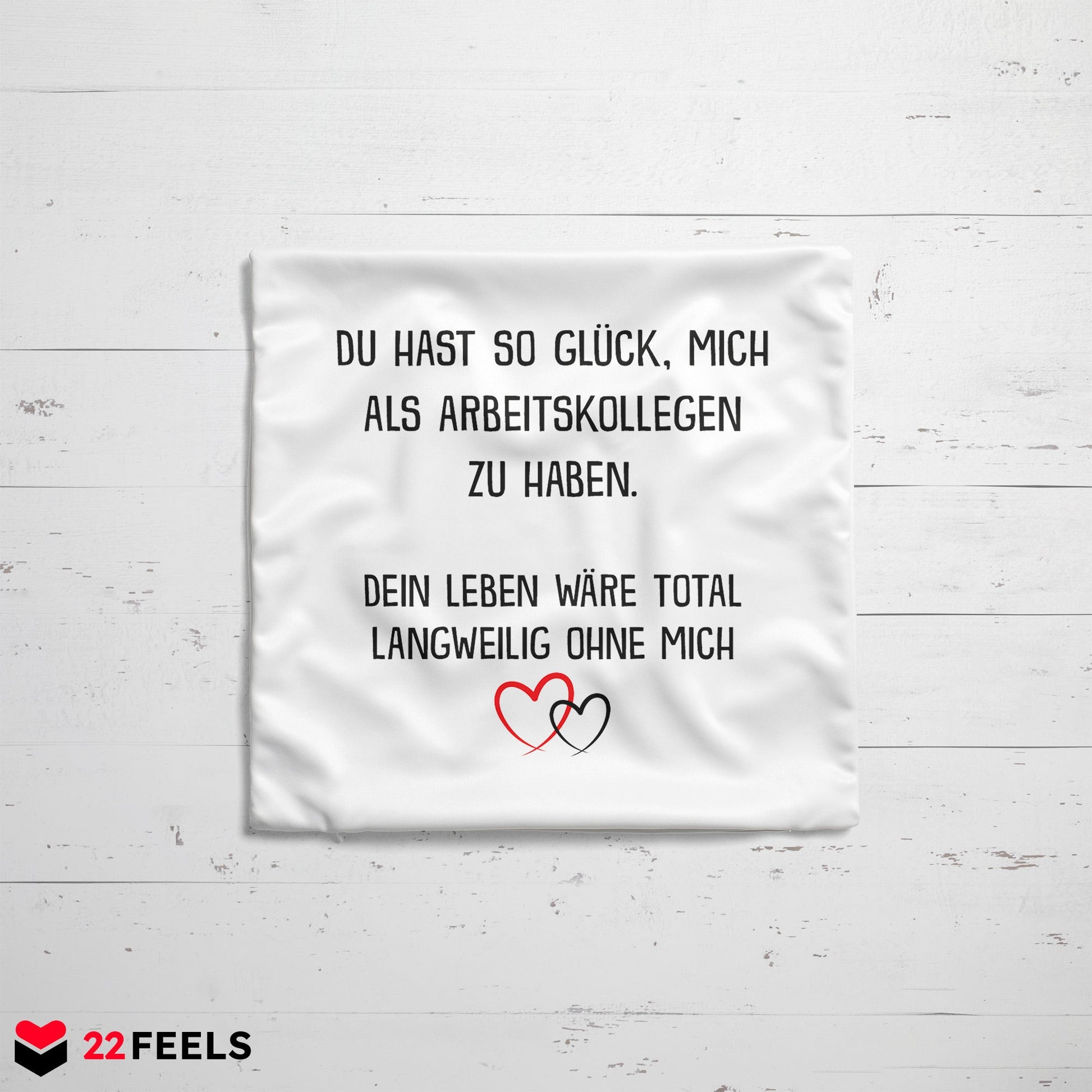 22Feels® Geschenk für Arbeitskollegen von einem männlichen Arbeitskollegen - Kissen mit Spruch (Weiss 40x40cm)-Kissen Weiss 40x40-22Feels