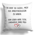 22Feels® Geschenk für Arbeitskollegen von einer weiblichen Arbeitskollegin - Kissen mit Spruch (Weiss 40x40cm)-Kissen Weiss 40x40-22Feels