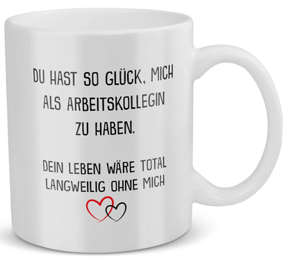 22Feels® Wichtelgeschenk von Frauen - Tasse mit Spruch: Glück mich zu haben (Weiss, 320ml)-Weisse Tasse 320ml-22Feels