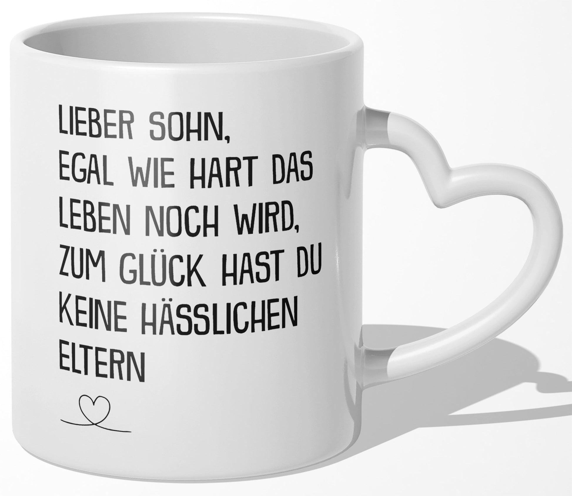 22Feels® Sohn Geschenk - Tasse mit Spruch (Herzhenkel, Weiss, 320ml)-Tasse Weiss Herzhenkel 320ml-22Feels