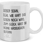 22Feels® Geschenk für Sohn - Tasse mit Spruch: Egal Wie Hart Das Leben Noch Wird (Weiss, 320ml)-Weisse Tasse 320ml-22Feels