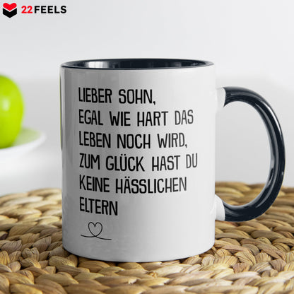 22Feels® Sohn Geschenk - Tasse mit Spruch (Weiss-Schwarz, 320ml)-TwoTone Tasse Weiss-Schwarz 320ml-22Feels