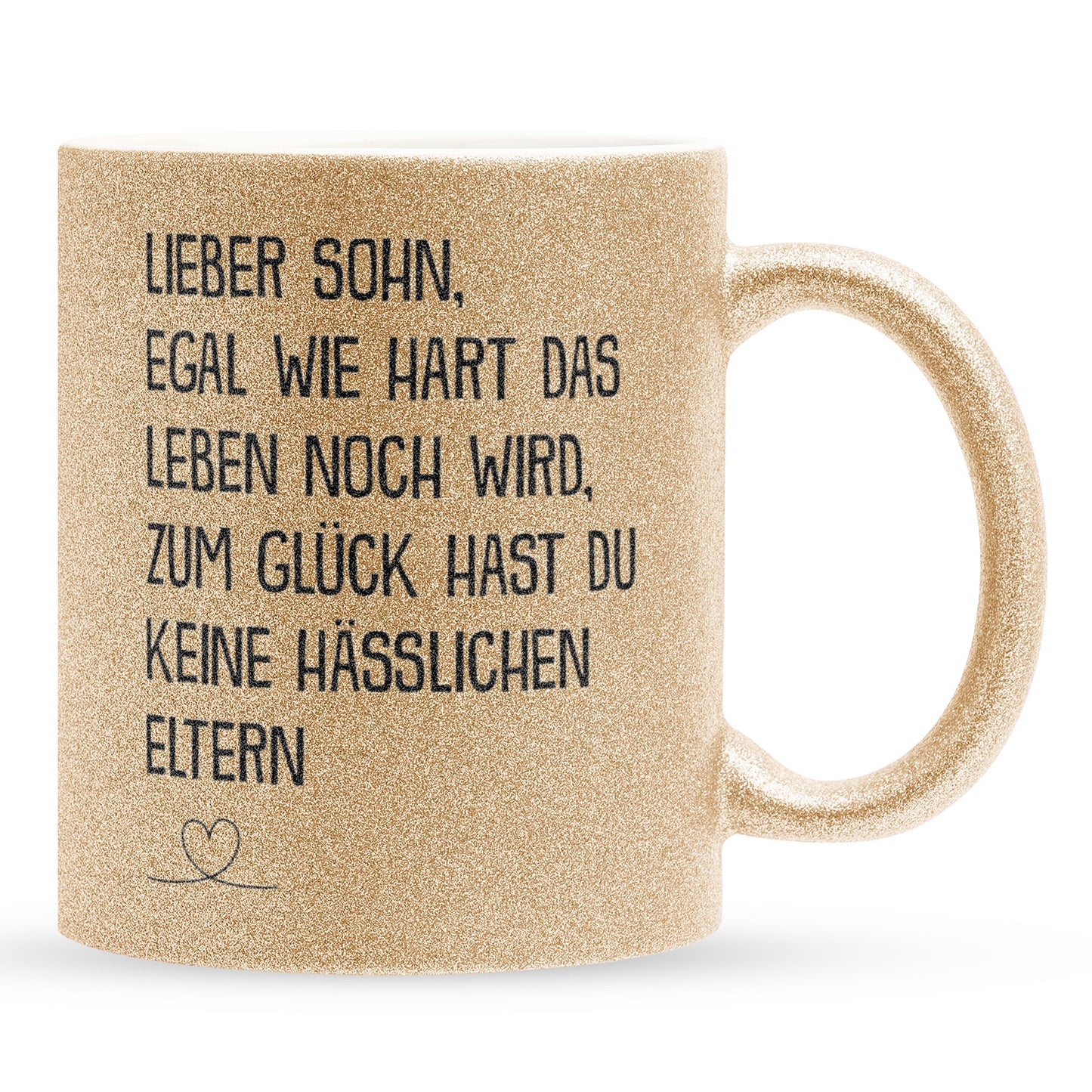 22Feels® Sohn Geschenk - Glitzertasse mit Spruch (Gold, 320ml)-Glitzertasse Gold 320ml-22Feels