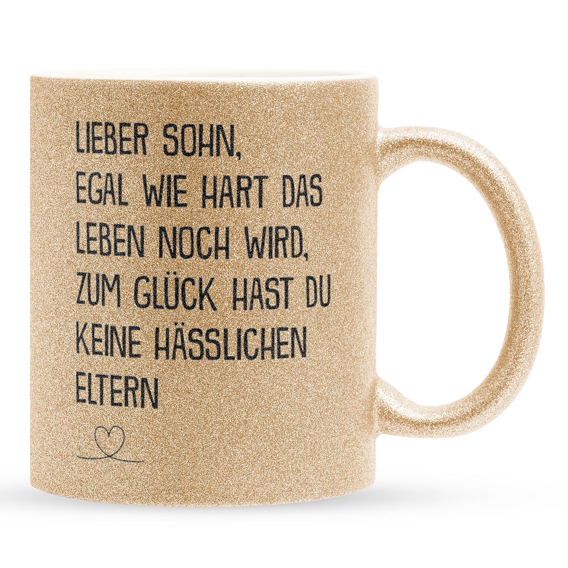 22Feels® Sohn Geschenk - Glitzertasse mit Spruch (Gold, 320ml)-Glitzertasse Gold 320ml-22Feels