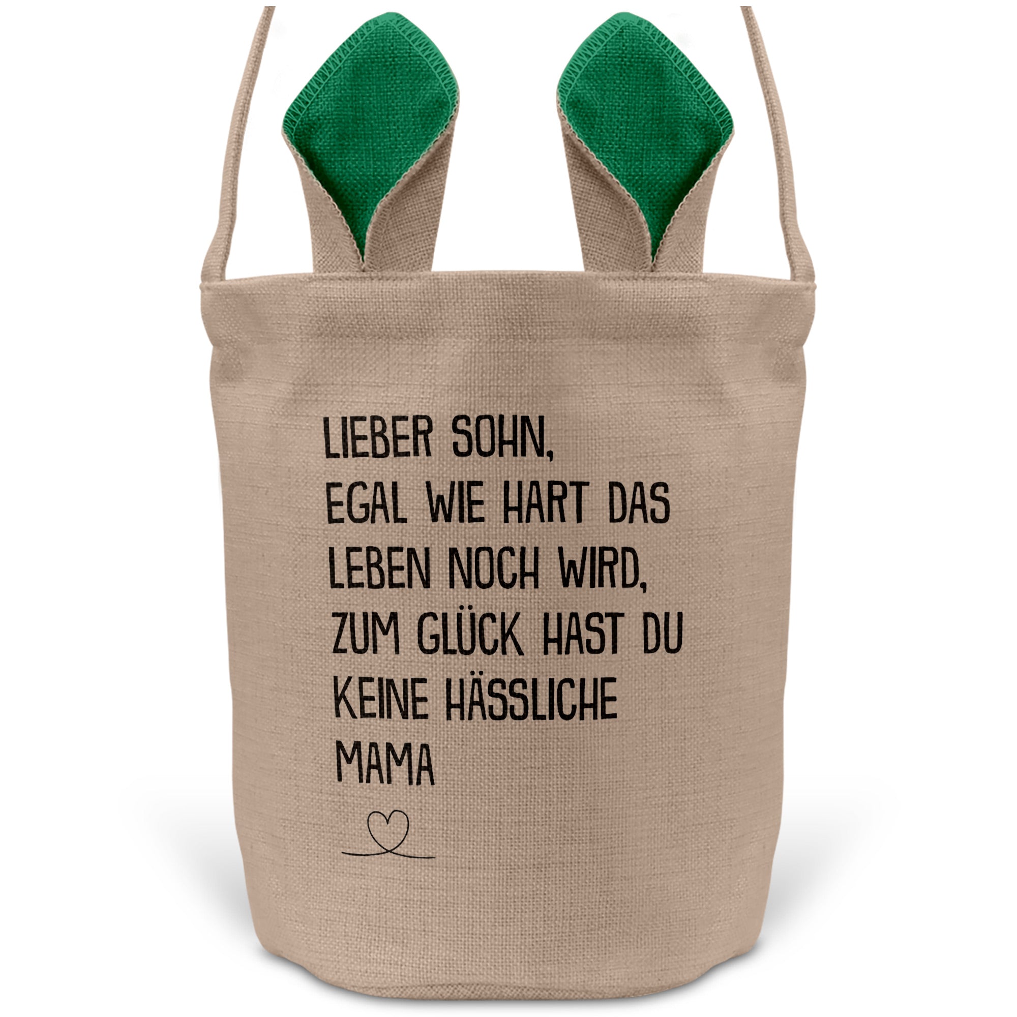 22Feels® Sohn Osterkorb von Mama Kinder mit Henkel Ostergeschenk Tragetasche Ostern Deko Osternest Körbchen Hasenohren (Beige/Grün)-Ostern Tragetasche-22Feels