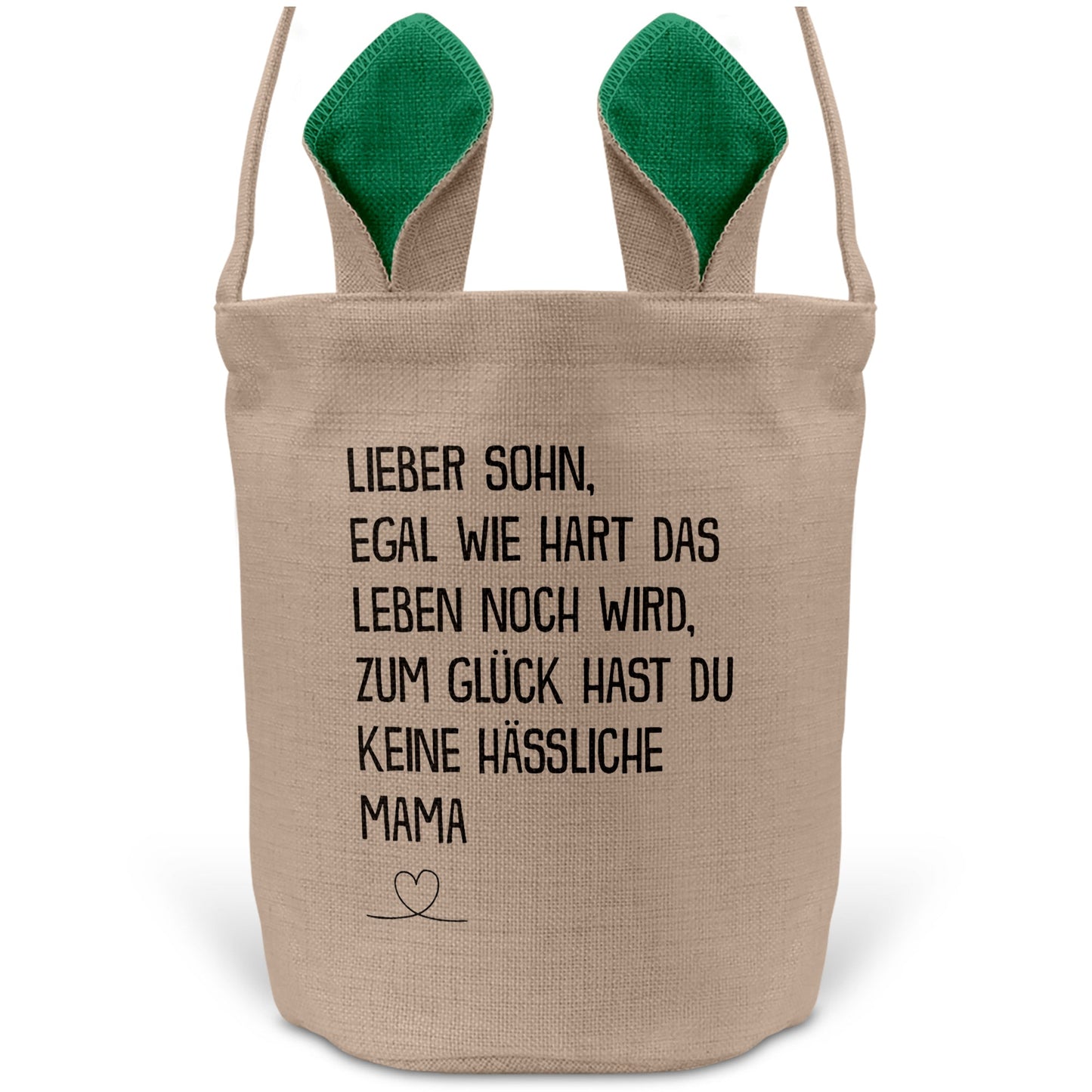 22Feels® Sohn Osterkorb von Mama Kinder mit Henkel Ostergeschenk Tragetasche Ostern Deko Osternest Körbchen Hasenohren (Beige/Grün)-Ostern Tragetasche-22Feels