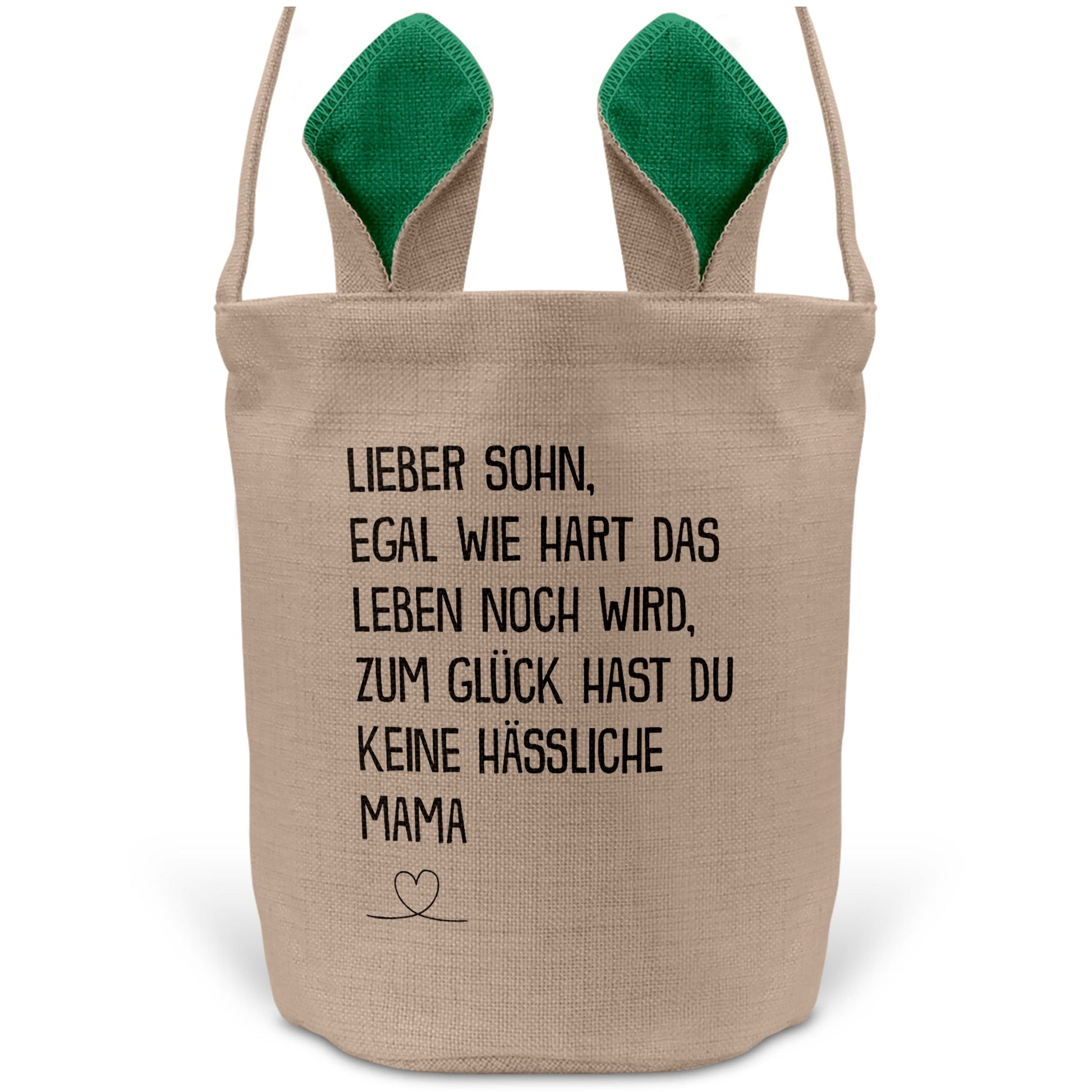 22Feels® Sohn Osterkorb von Mama Kinder mit Henkel Ostergeschenk Tragetasche Ostern Deko Osternest Körbchen Hasenohren (Beige/Grün)-Ostern Tragetasche-22Feels