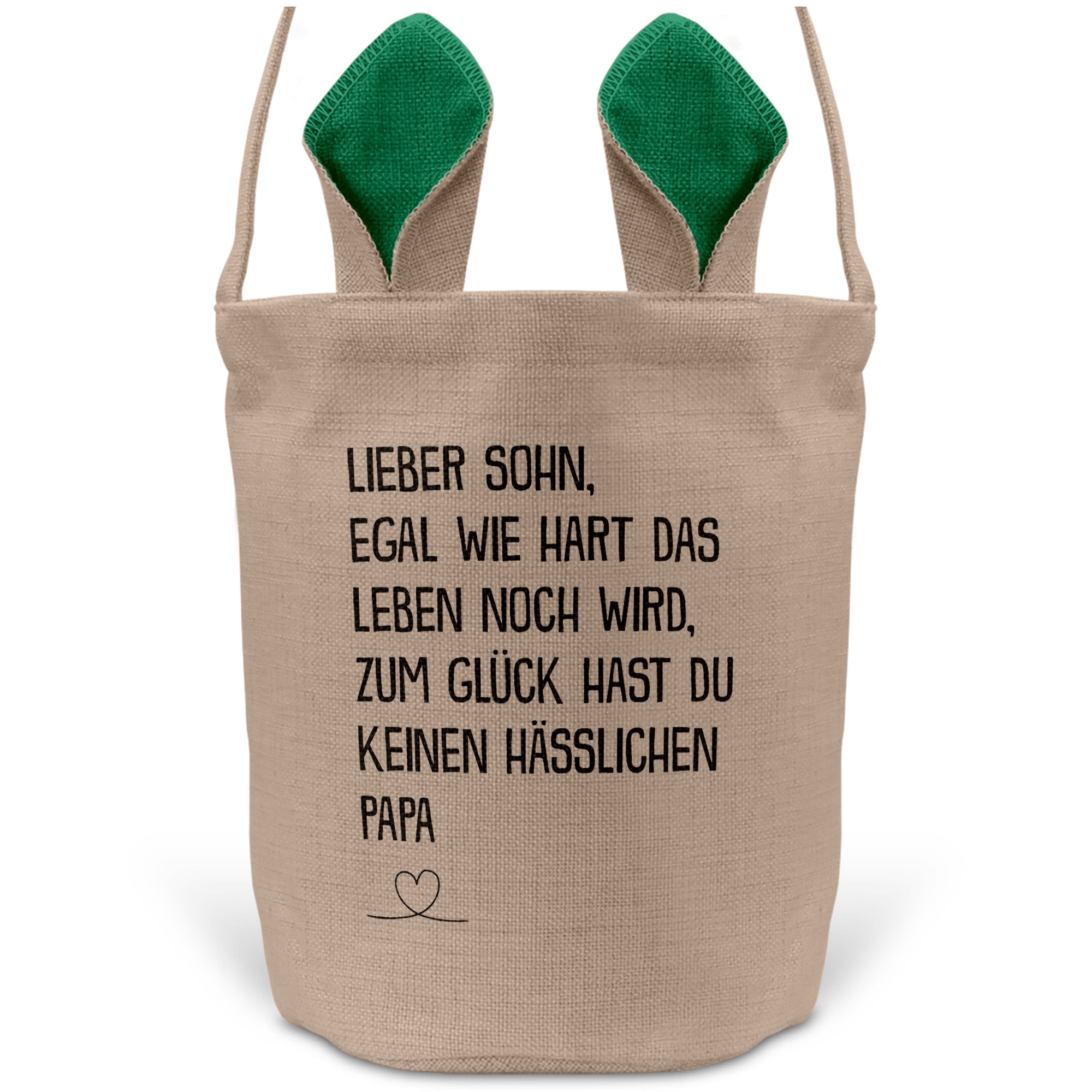 22Feels® Sohn Osterkorb von Papa Kinder mit Henkel Ostergeschenk Tragetasche Ostern Deko Osternest Körbchen Hasenohren (Beige/Grün)-Ostern Tragetasche-22Feels