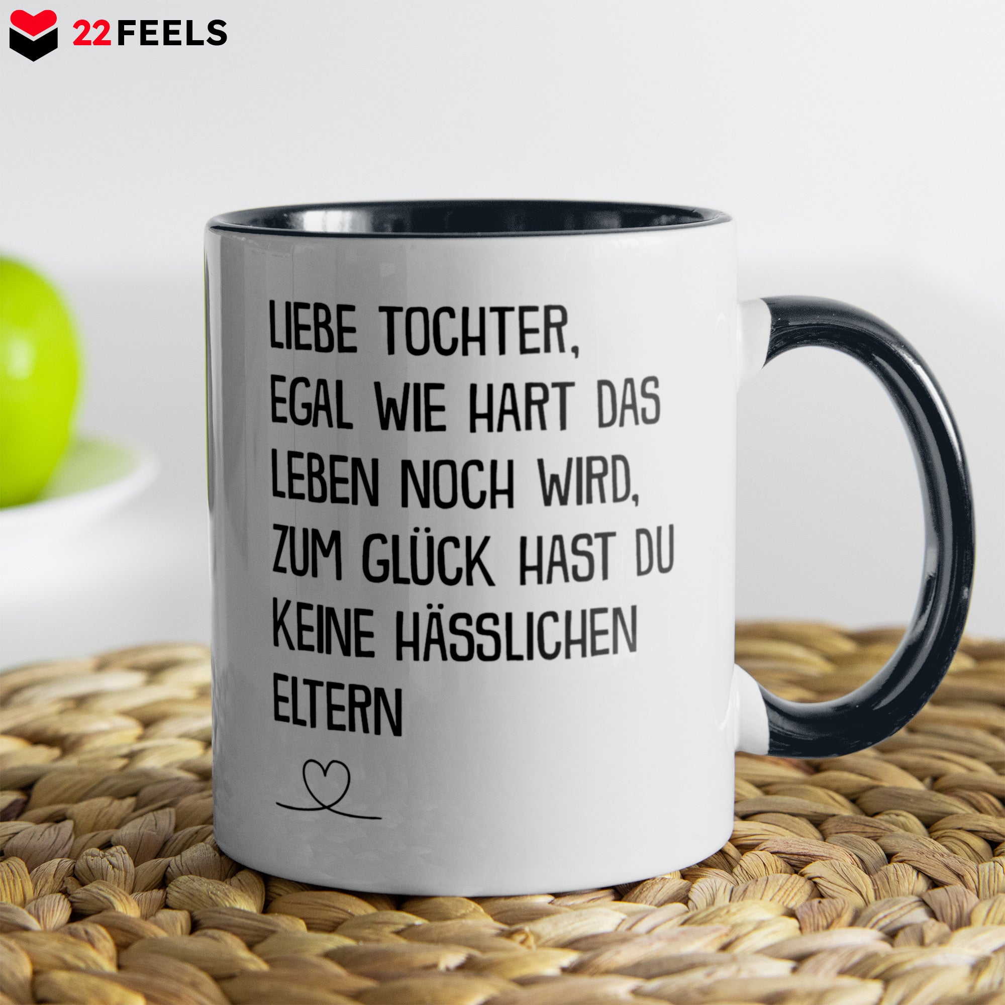 22Feels® Tochter Geschenk - Tasse mit Spruch (Weiss-Schwarz, 320ml)-TwoTone Tasse Weiss-Schwarz 320ml-22Feels