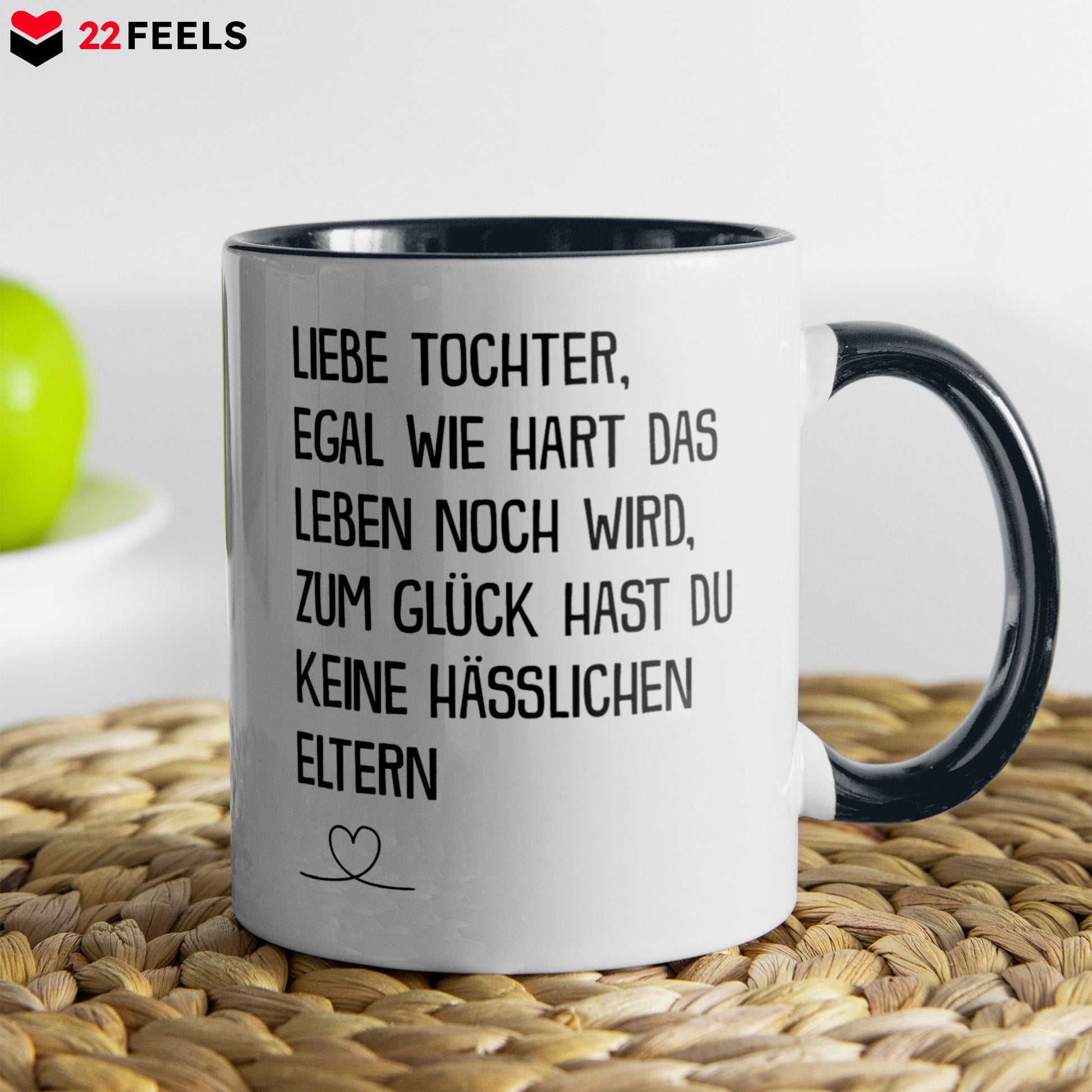 22Feels® Tochter Geschenk - Tasse mit Spruch (Weiss-Schwarz, 320ml)-TwoTone Tasse Weiss-Schwarz 320ml-22Feels