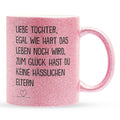 22Feels® Tochter Geschenk - Glitzertasse mit Spruch (Pink, 320ml)-Glitzertasse Pink 320ml-22Feels