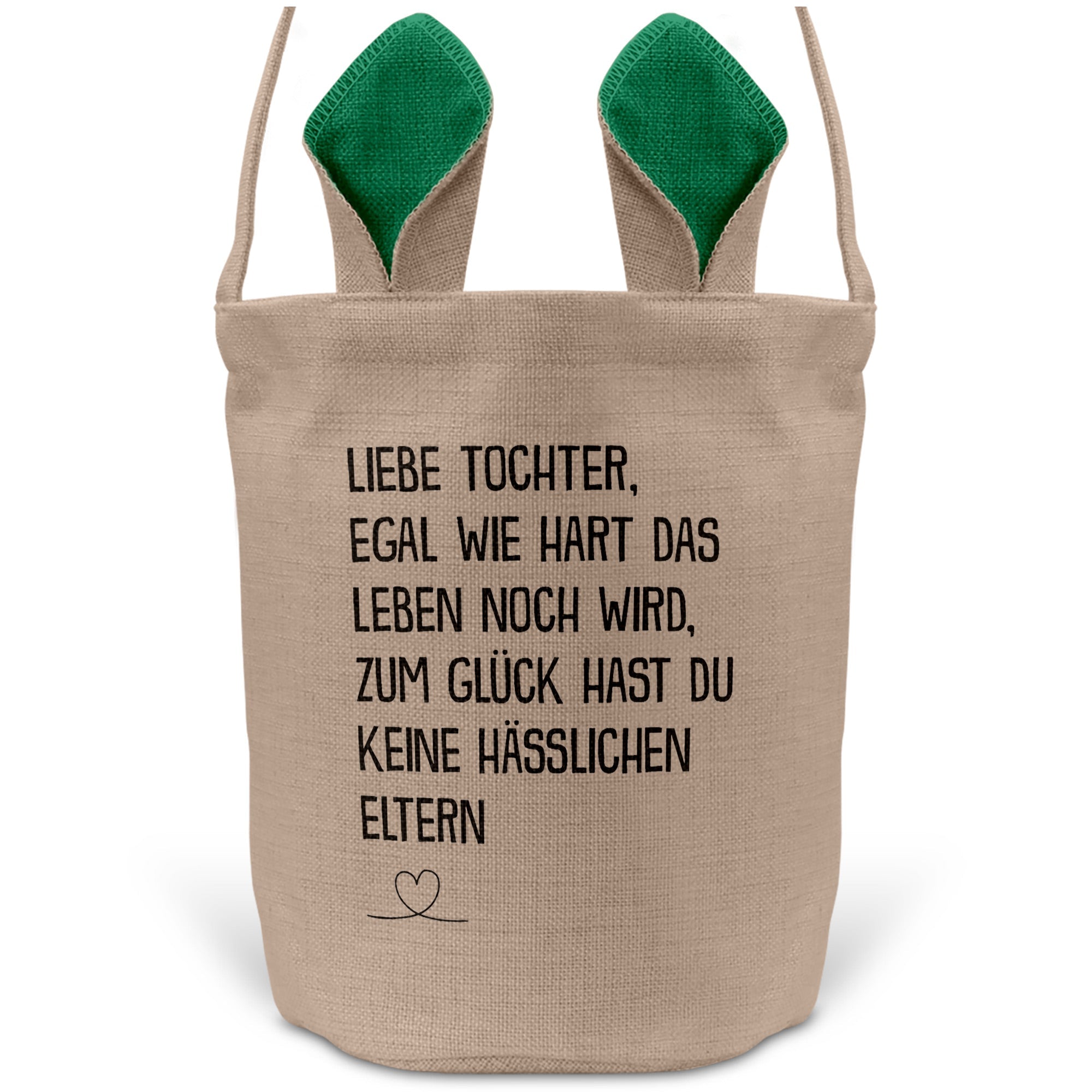 22Feels® Tochter Kinder Osterkorb mit Henkel Ostergeschenk Tragetasche Ostern Deko Osternest Körbchen Hasenohren (Beige/Grün)-Ostern Tragetasche-22Feels