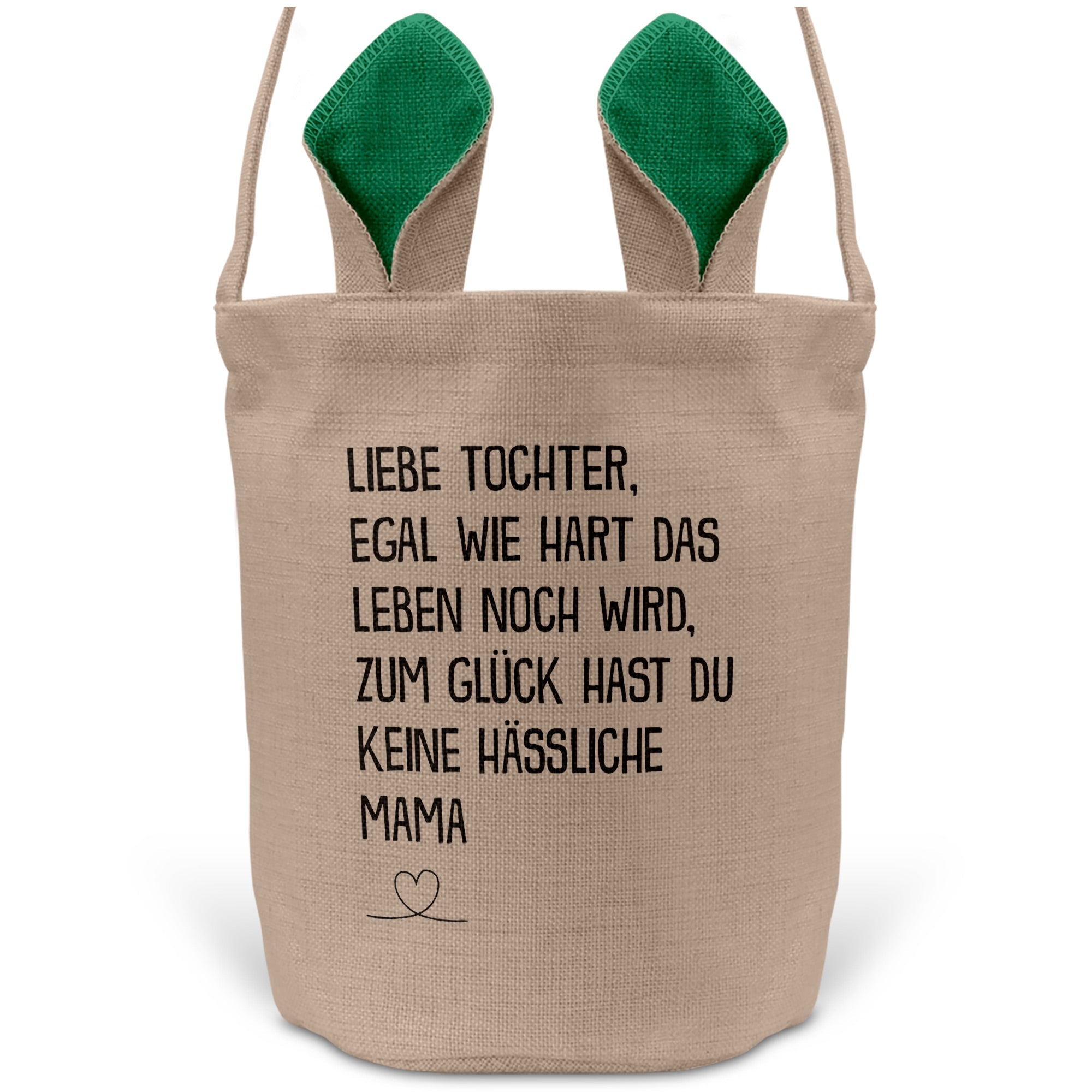 22Feels® Tochter Osterkorb von Mama Kinder mit Henkel Ostergeschenk Tragetasche Ostern Deko Osternest Körbchen Hasenohren (Beige/Grün)-Ostern Tragetasche-22Feels