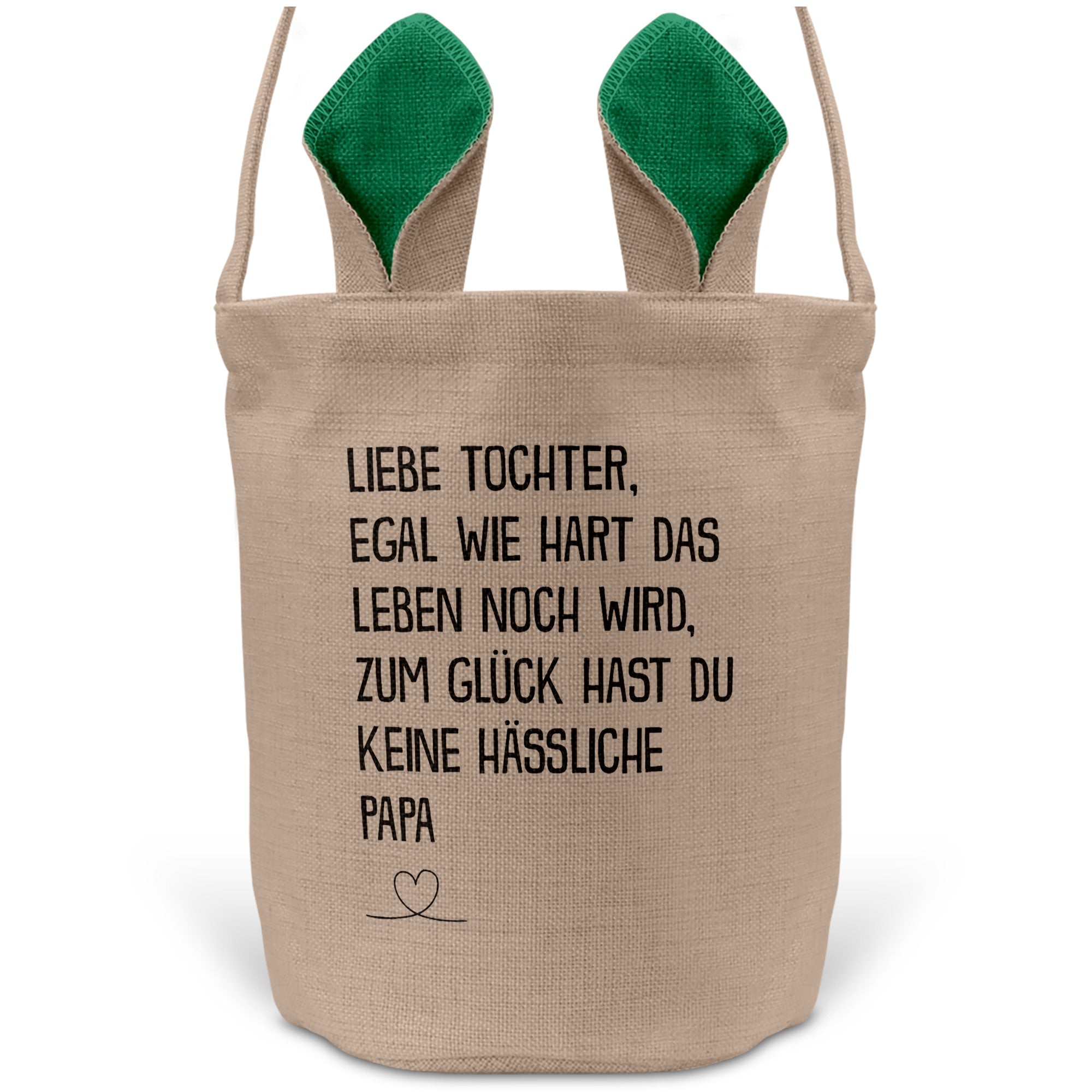 22Feels® Tochter Osterkorb von Papa Kinder mit Henkel Ostergeschenk Tragetasche Ostern Deko Osternest Körbchen Hasenohren (Beige/Grün)-Ostern Tragetasche-22Feels