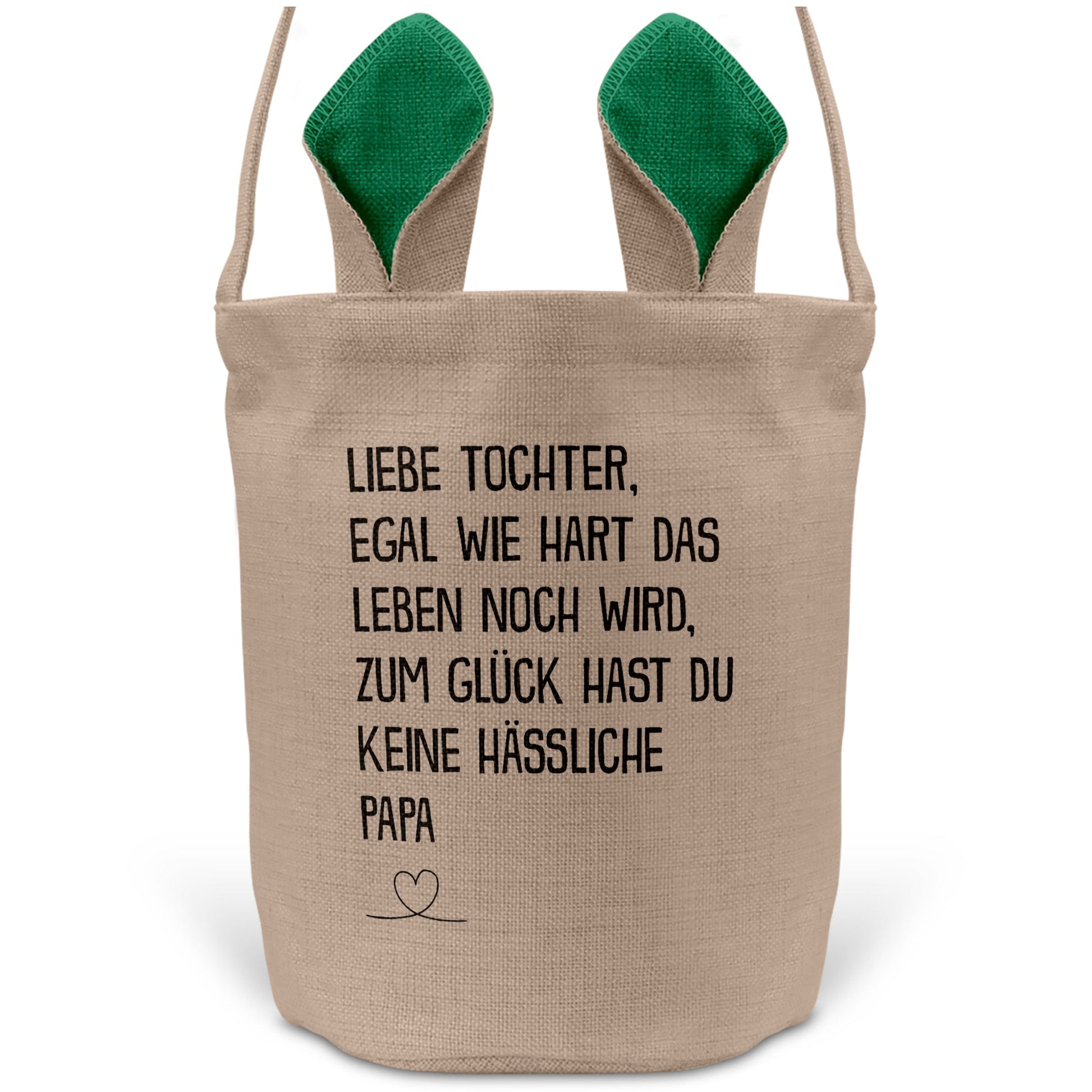 22Feels® Tochter Osterkorb von Papa Kinder mit Henkel Ostergeschenk Tragetasche Ostern Deko Osternest Körbchen Hasenohren (Beige/Grün)-Ostern Tragetasche-22Feels