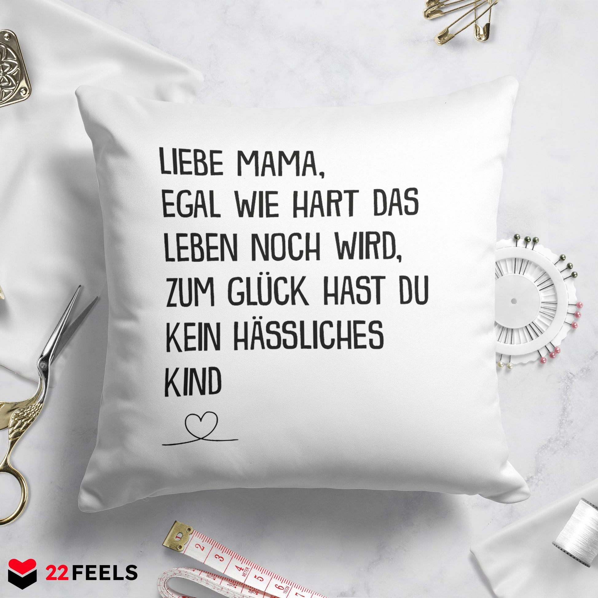 22Feels® Mama Geschenk - Kissen mit Spruch (Weiss 40x40cm)-Kissen Weiss 40x40-22Feels