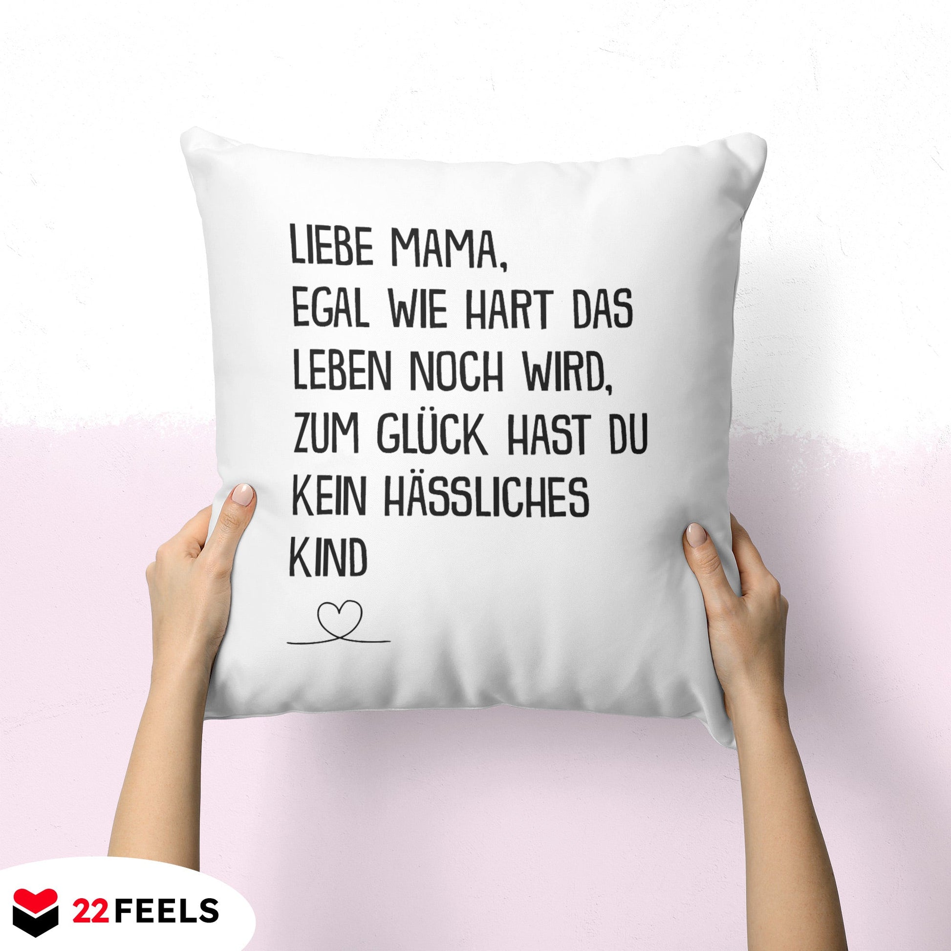 22Feels® Mama Geschenk - Kissen mit Spruch (Weiss 40x40cm)-Kissen Weiss 40x40-22Feels