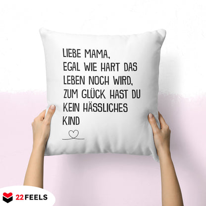 22Feels® Mama Geschenk - Kissen mit Spruch (Weiss 40x40cm)-Kissen Weiss 40x40-22Feels