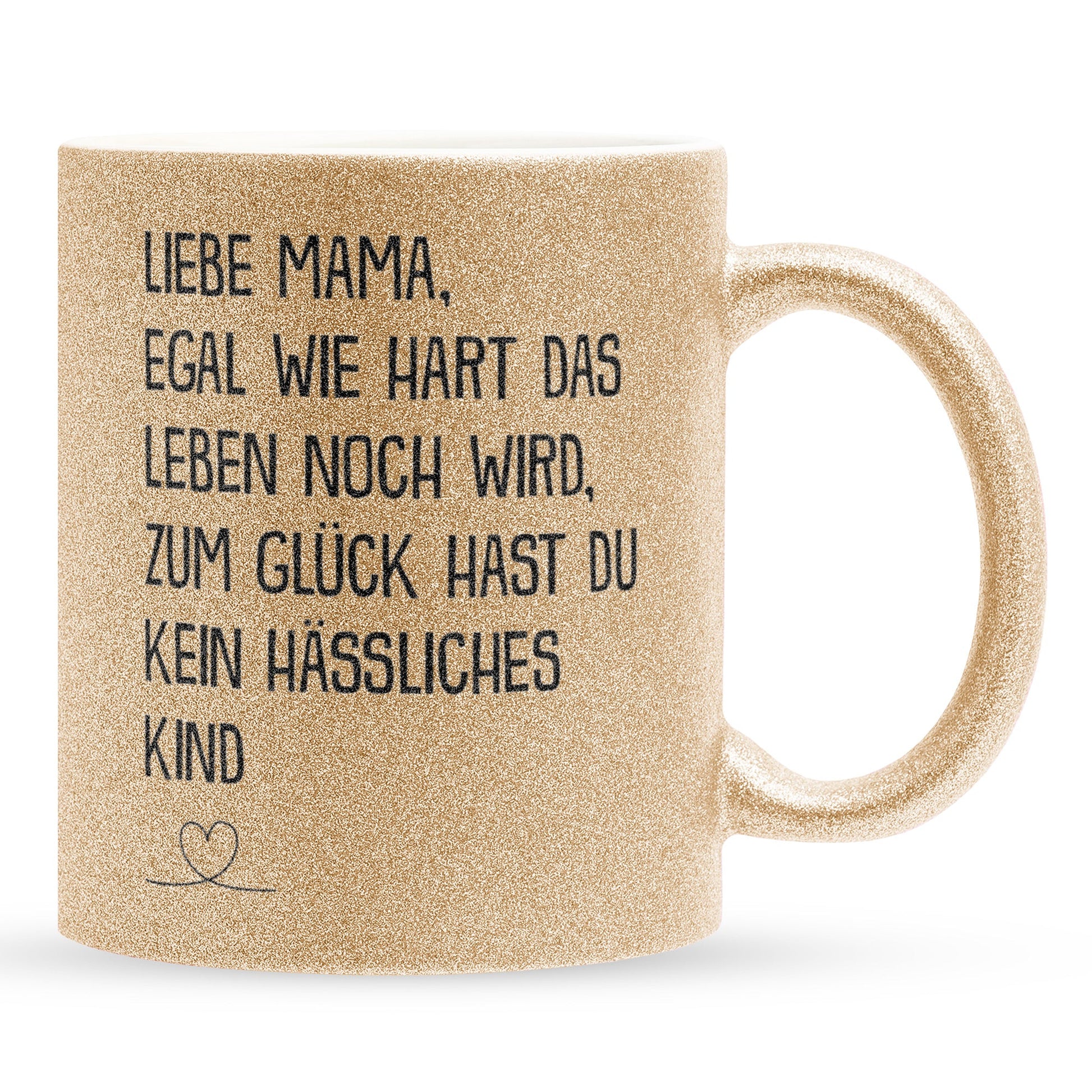 22Feels® Mama Geschenk - Glitzertasse mit Spruch (Gold, 320ml)-Glitzertasse Gold 320ml-22Feels