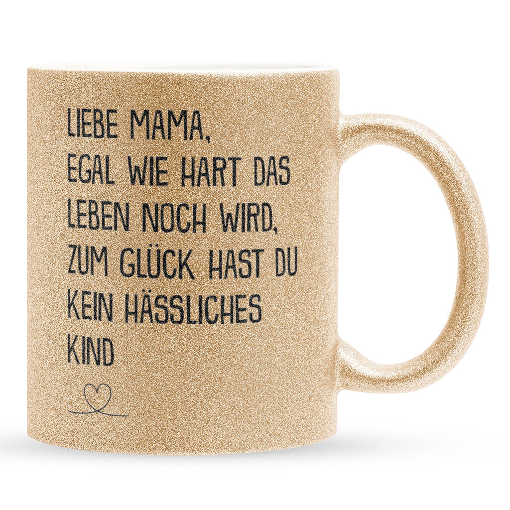 22Feels® Mama Geschenk - Glitzertasse mit Spruch (Gold, 320ml)-Glitzertasse Gold 320ml-22Feels
