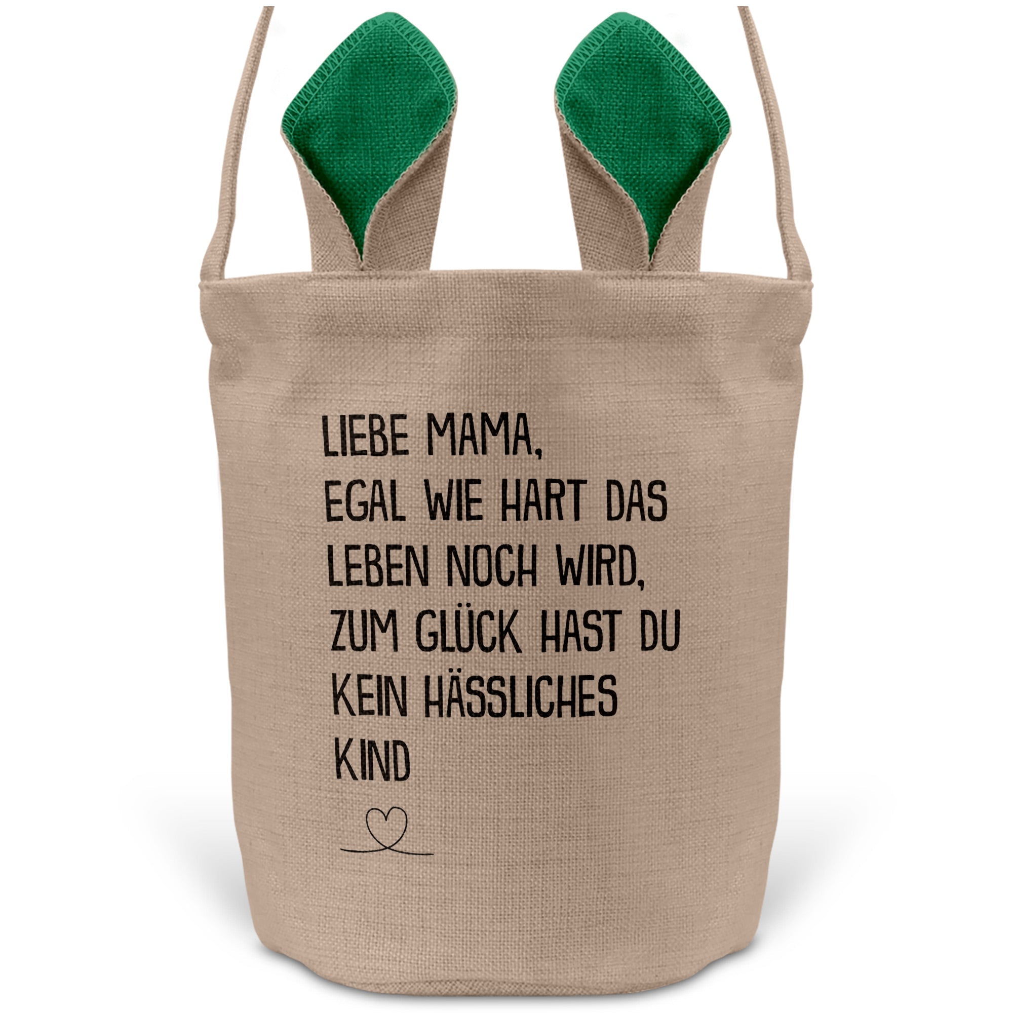 22Feels® Mama Osterkorb von Tochter Mutter mit Henkel Ostergeschenk Tragetasche Ostern Deko Osternest Körbchen Hasenohren (Beige/Grün)-Ostern Tragetasche-22Feels