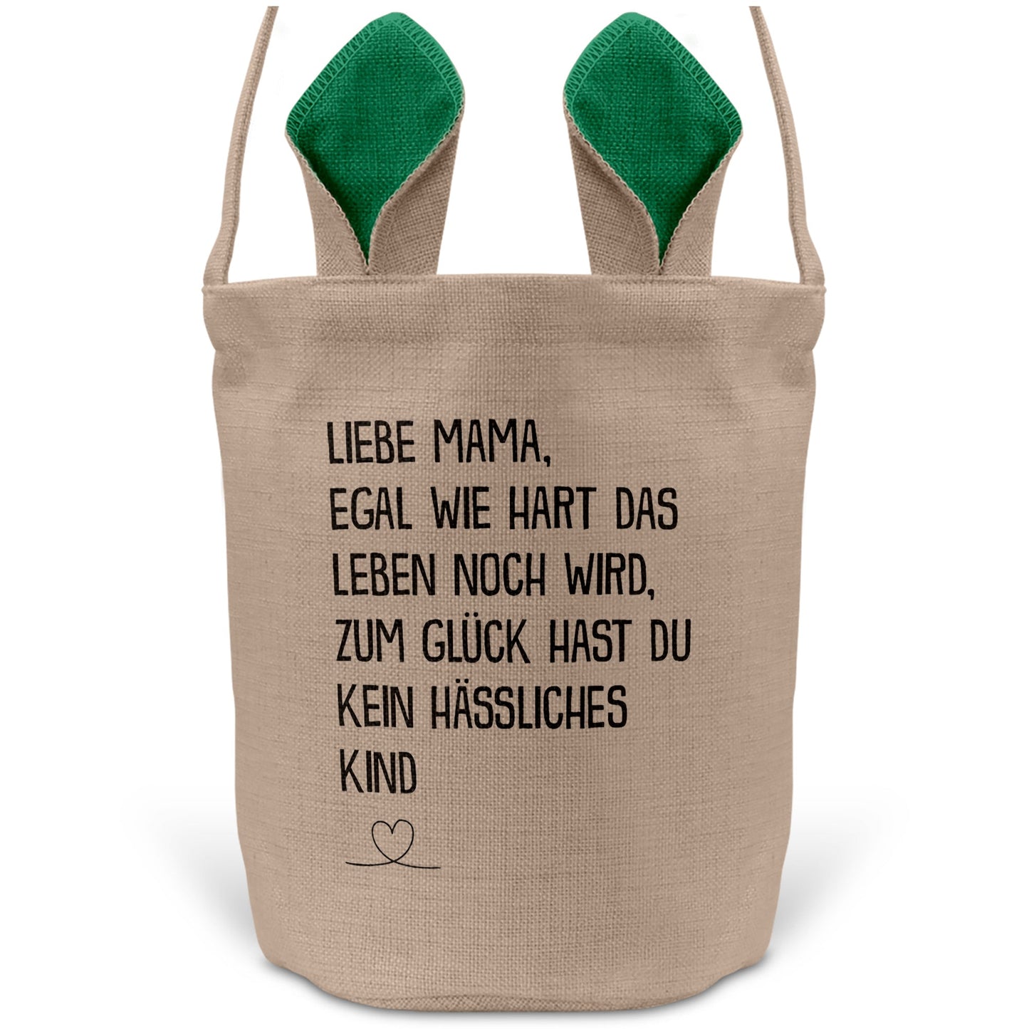 22Feels® Mama Osterkorb von Tochter Mutter mit Henkel Ostergeschenk Tragetasche Ostern Deko Osternest Körbchen Hasenohren (Beige/Grün)-Ostern Tragetasche-22Feels