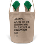 22Feels® Mama Osterkorb von Tochter Mutter mit Henkel Ostergeschenk Tragetasche Ostern Deko Osternest Körbchen Hasenohren (Beige/Grün)-Ostern Tragetasche-22Feels
