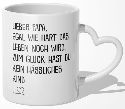 22Feels® Geschenk für Papas - Tasse mit Spruch (Herzhenkel, Weiss, 320ml)-Tasse Weiss Herzhenkel 320ml-22Feels